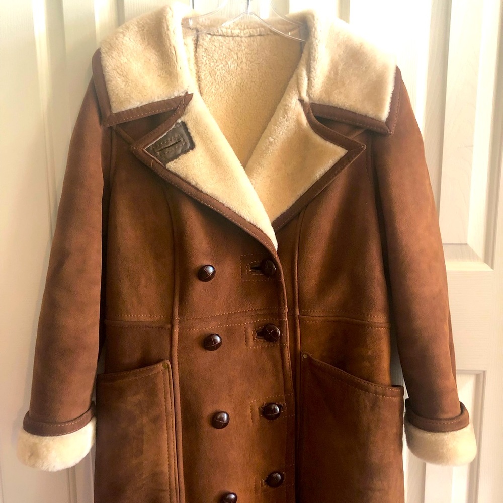French Creek Sheep & Wool Co Double Breasted Long Shearling Coat